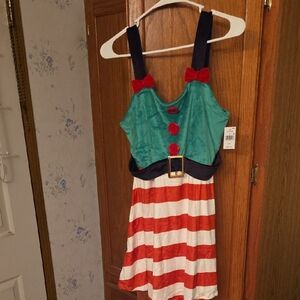 Cold Crush Teal and Red Striped Dress